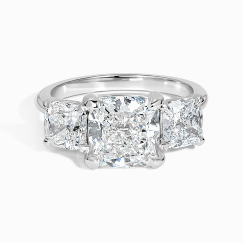 3 Cushion Stone Snowcap Ring - 5.58 cttw