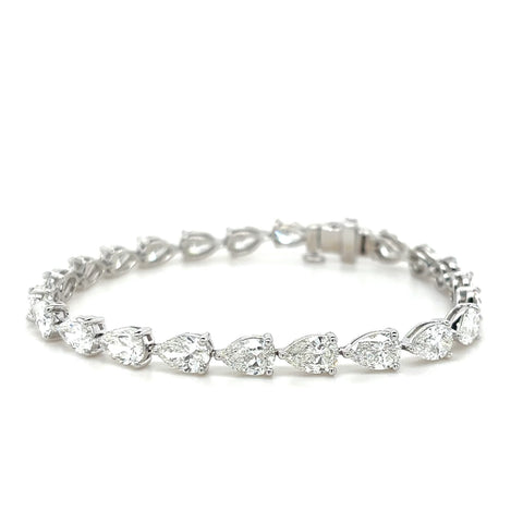 12ct TW Pear Tennis Bracelet - 14k White Gold