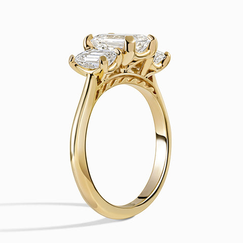 3 Emerald Stone Ocean Wave Ring - 2.58 cttw
