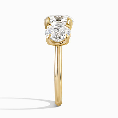 3 Stone Snowcap Ring - 7.82 cttw Round ctr