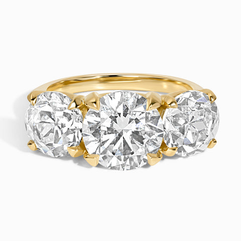 3 Stone Snowcap Ring - 7.82 cttw Round ctr