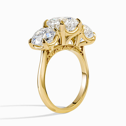 3 Stone Snowcap Ring - 7.82 cttw Round ctr