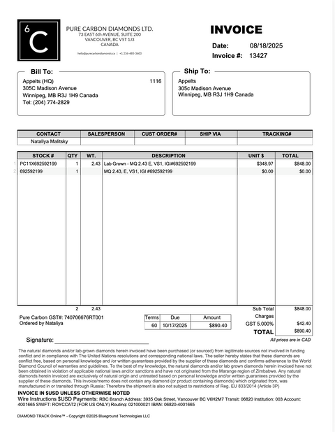 Appelts August 2025 Invoices